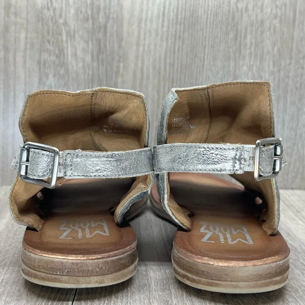 Miz Mooz Sandals Womens 36 US 5.5-6 Fallon Metallic Slingback Gladiator Silver - Picture 7 of 12
